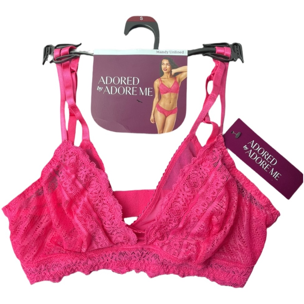 Adored by Adore Me Mandy Bralette Hot Pink Size Small NWT